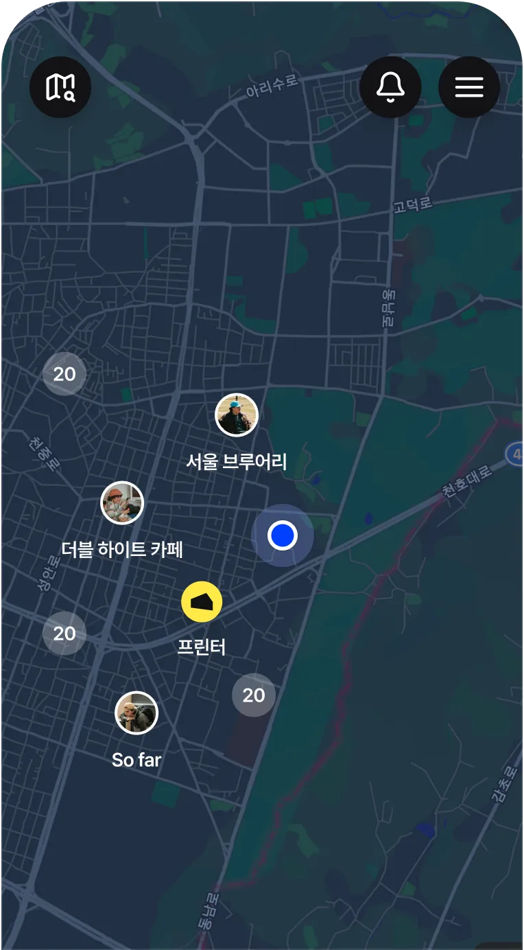 프린트 지도 화면